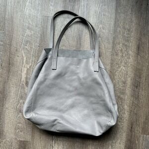 Kurt Geiger 'The Violet' Unstructured Pebbled Gray Leather Large Tote Bag